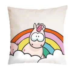 Nici 41724 Kissen Einhorn Theodor Mit Regenbogen Baumwolle 37x37cm