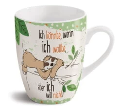 Nici 42640 Porzellantasse Faultier Chill Bill "Ich Könnte, Wenn Ich Wollte..."