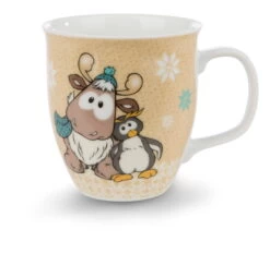 Nici 44149 Tasse Rentier Reny Heart Kaffeetasse Gold 9,5x10cm Winter Glamour