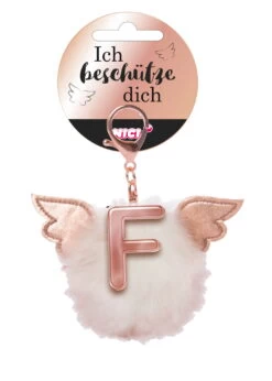 Nici 46975 Taschenanhänger Schutzbommel Mit Flügeln + Pompon Metallbuchstabe F