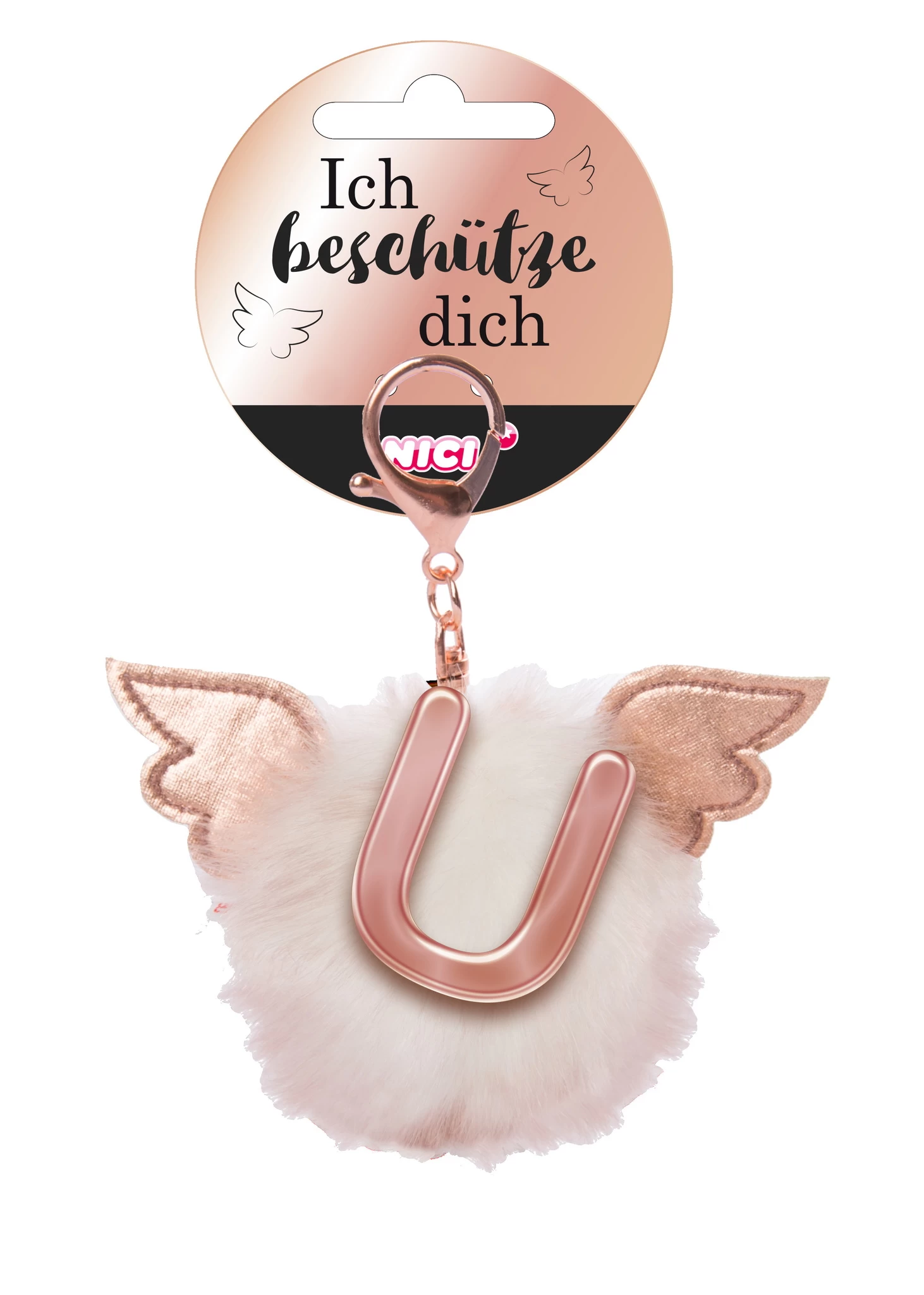 Nici 46989 Taschenanhänger Schutzbommel Mit Flügeln + Pompon Metallbuchstabe U 3 Nici 46989 Taschenanhänger Schutzbommel Mit Flügeln + Pompon Metallbuchstabe U