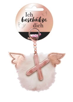 Nici 46992 Taschenanhänger Schutzbommel Mit Flügeln + Pompon Metallbuchstabe X
