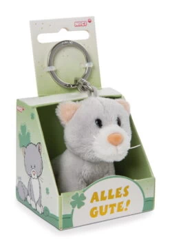 Nici 48121 Schlüsselanhänger Message Friends 6cm - Katze "Alles Gute!"