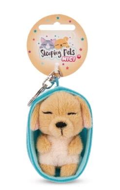 Nici 48835 Schlüsselanhänger Sleeping Pets 10cm Plüsch - Hund Karamell